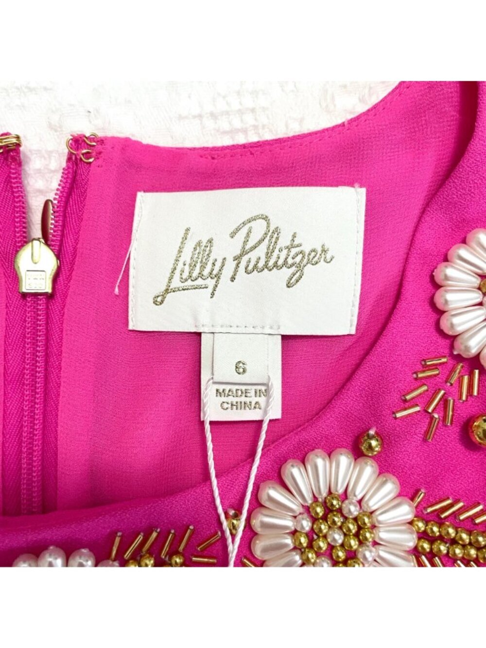 NWT Lilly Pulitzer Rainer Dress in Passion Fruit Pink Size 6 Beaded Floral - Picture 5 of 8